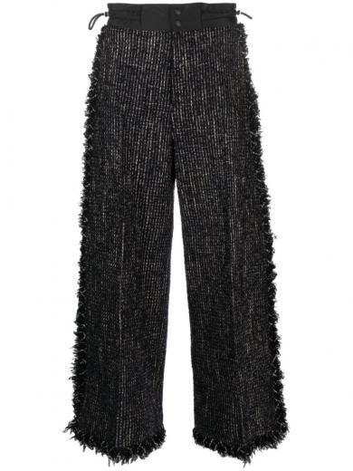 black wide leg tweed trousers