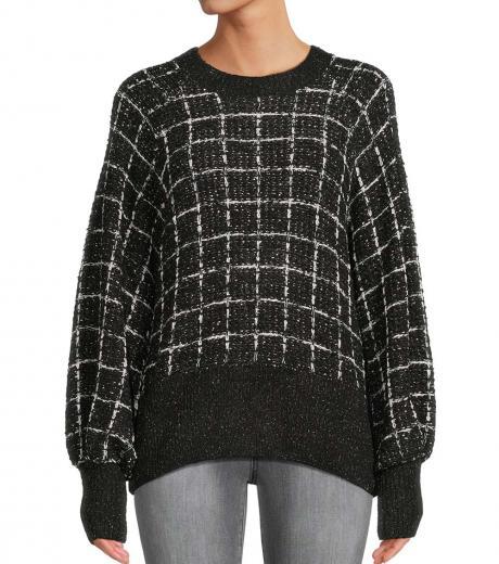 black windowpane tweed sweater