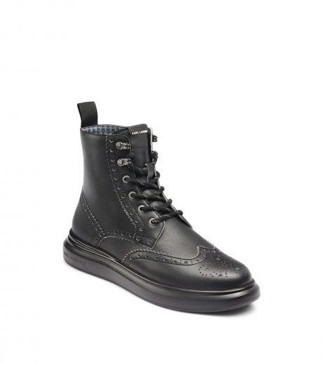 black wingtip leather boot