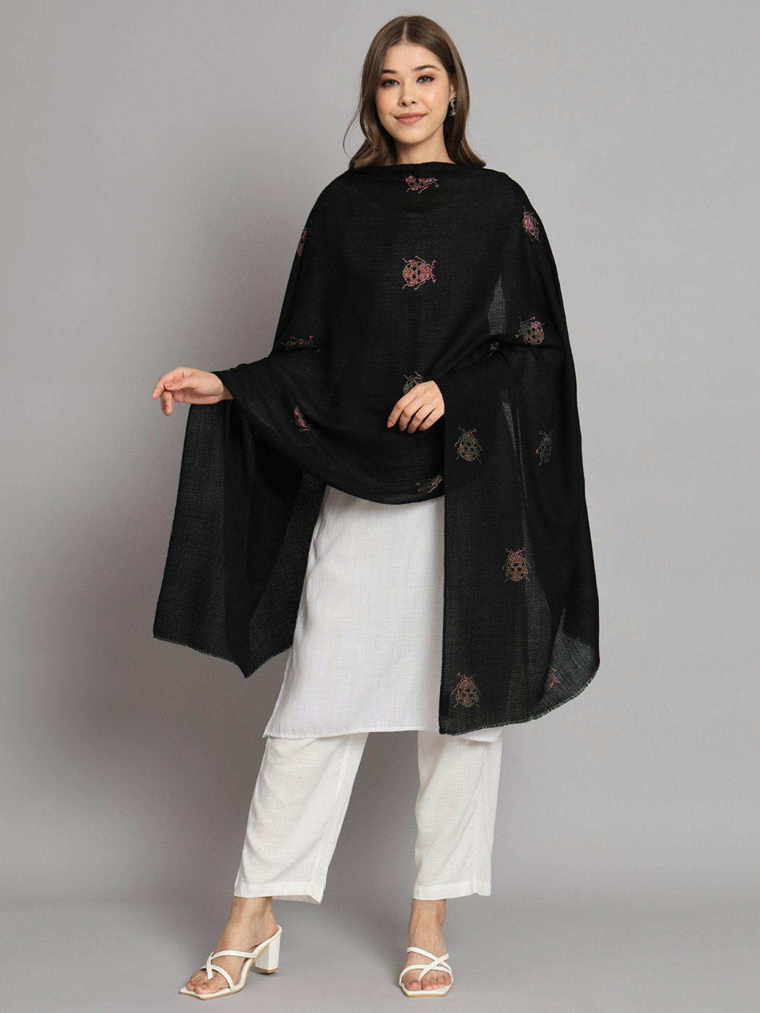 black with swarovski caterpillars ideal woolen shawl