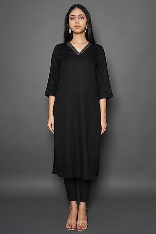 black wool kurta set