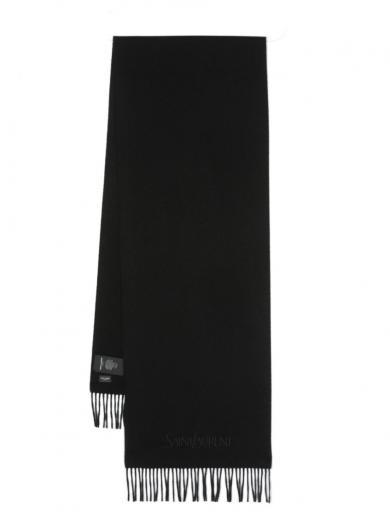 black wool scarf with logo
