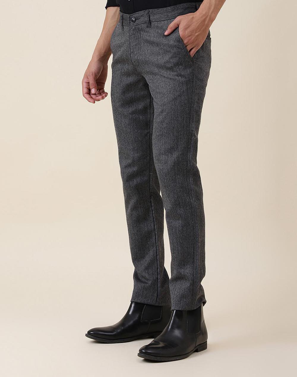 black wool slim fit regular pants