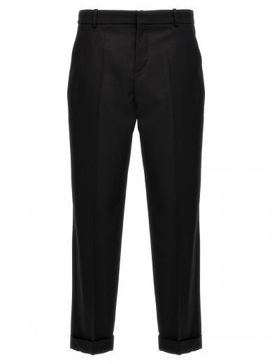 black wool tailored trousers
