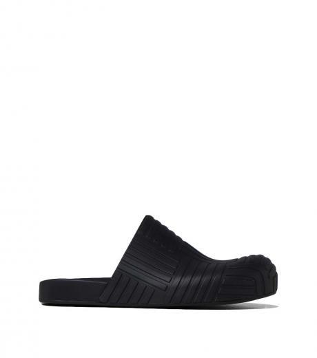 black woven rubber sandals
