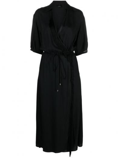black wrap-around design dress