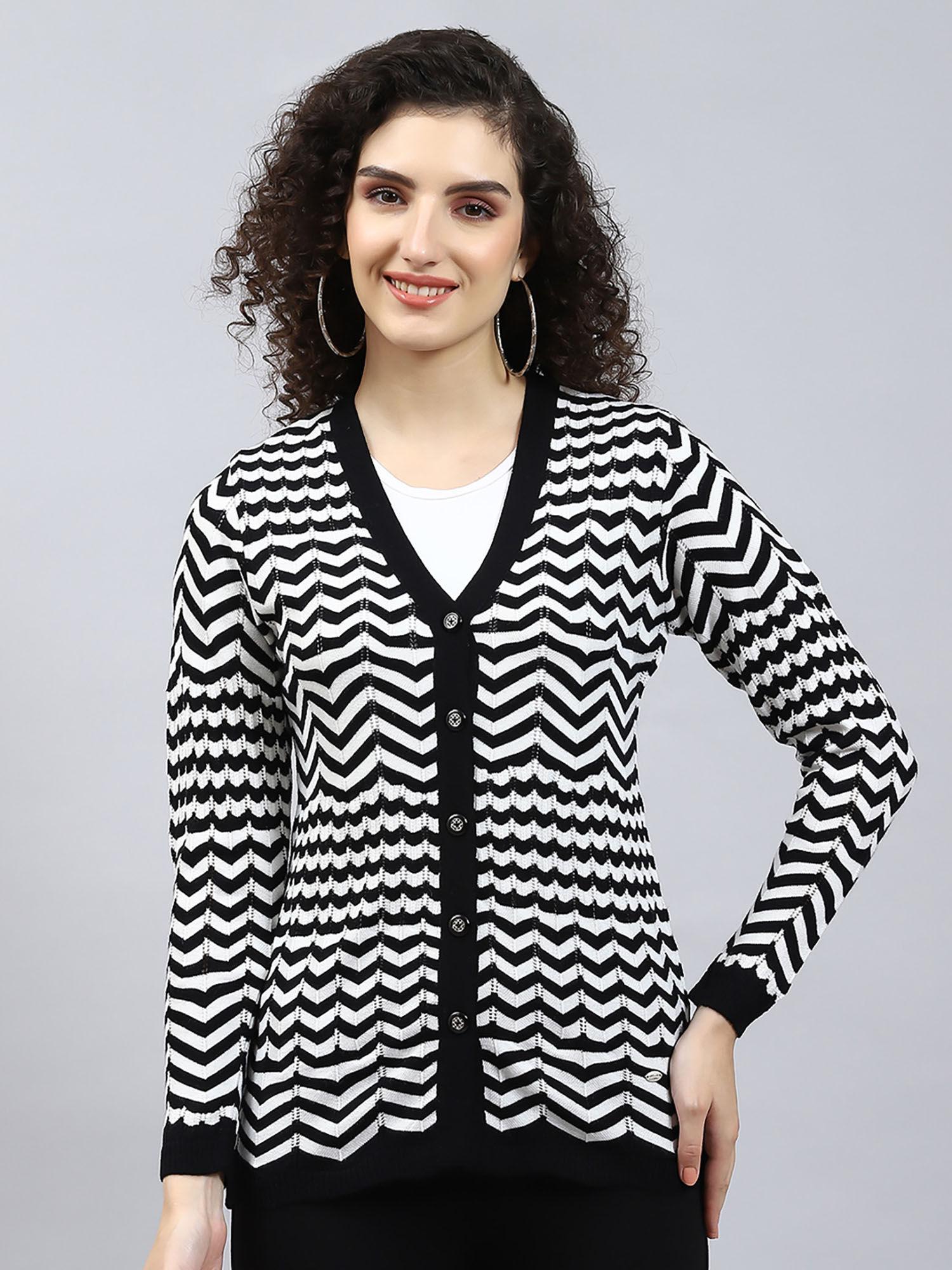 black yellow striped v neck cardigan