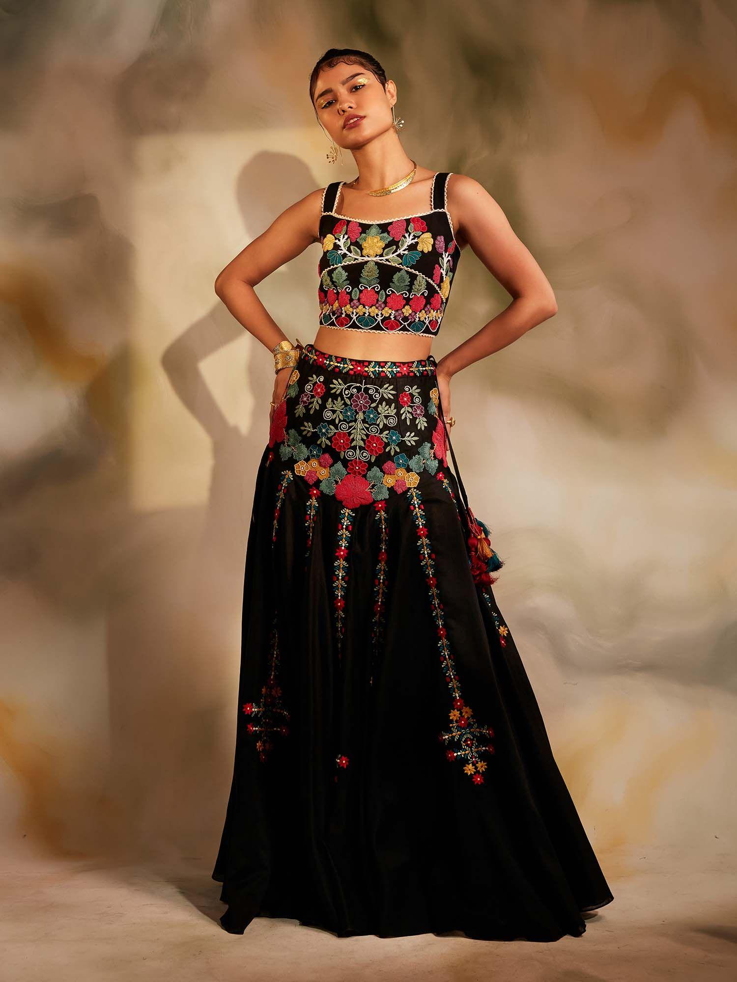 black yoke detail beadwork lehenga