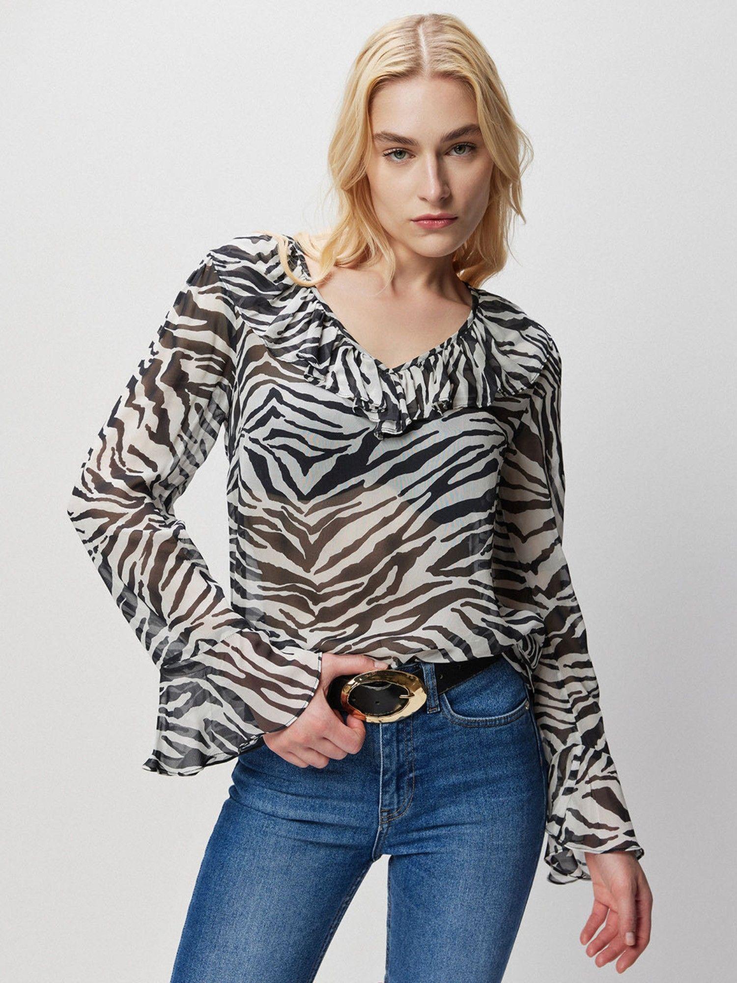 black zebra print top