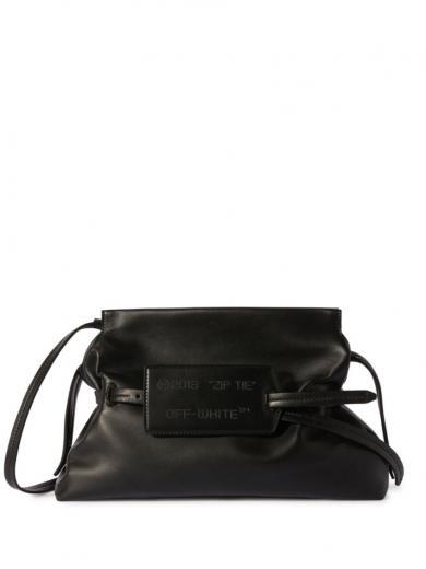 black zip-tie label clutch bag