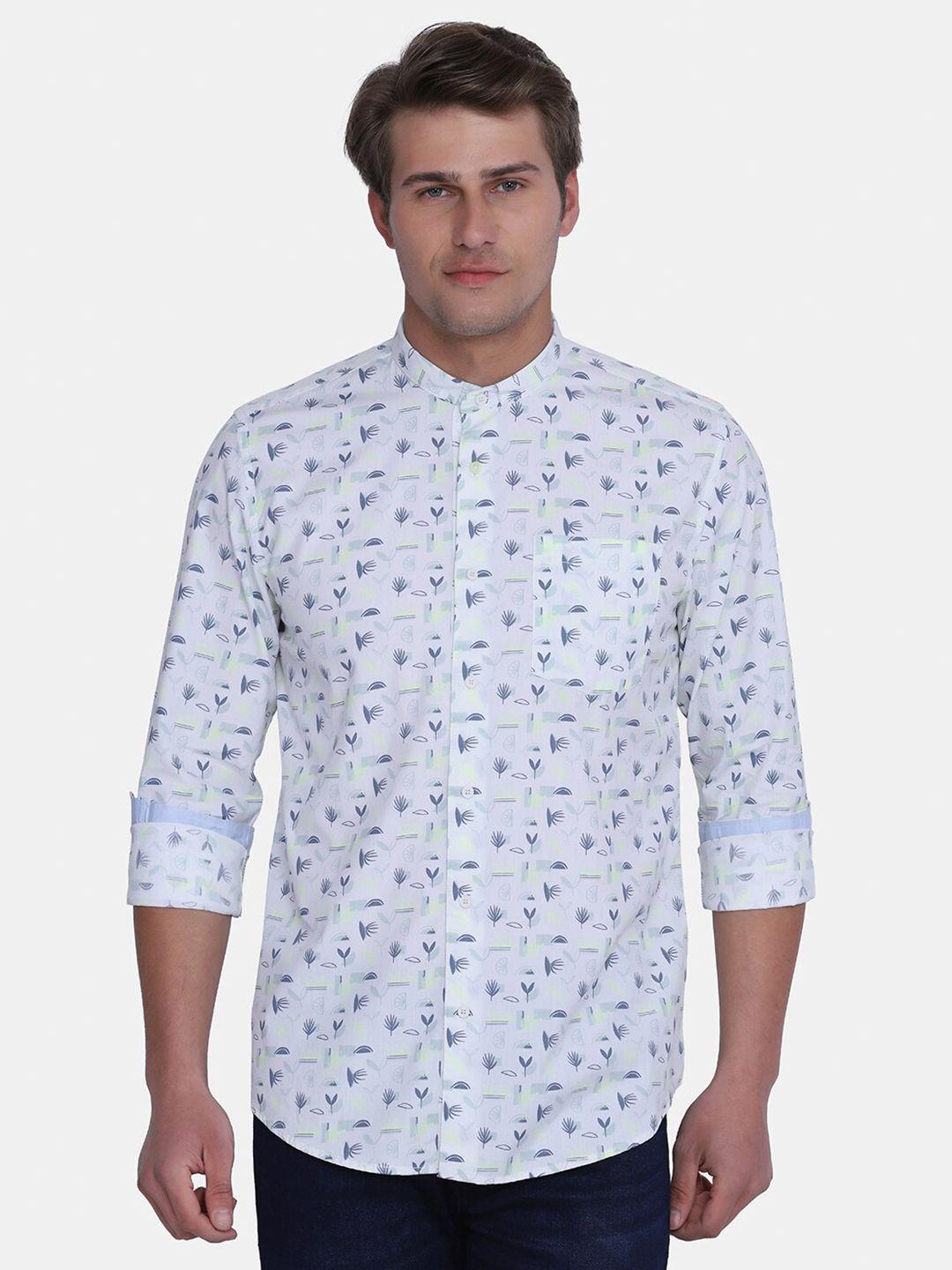 blackberrys men blue phoenix skinny fit printed cotton casual shirt