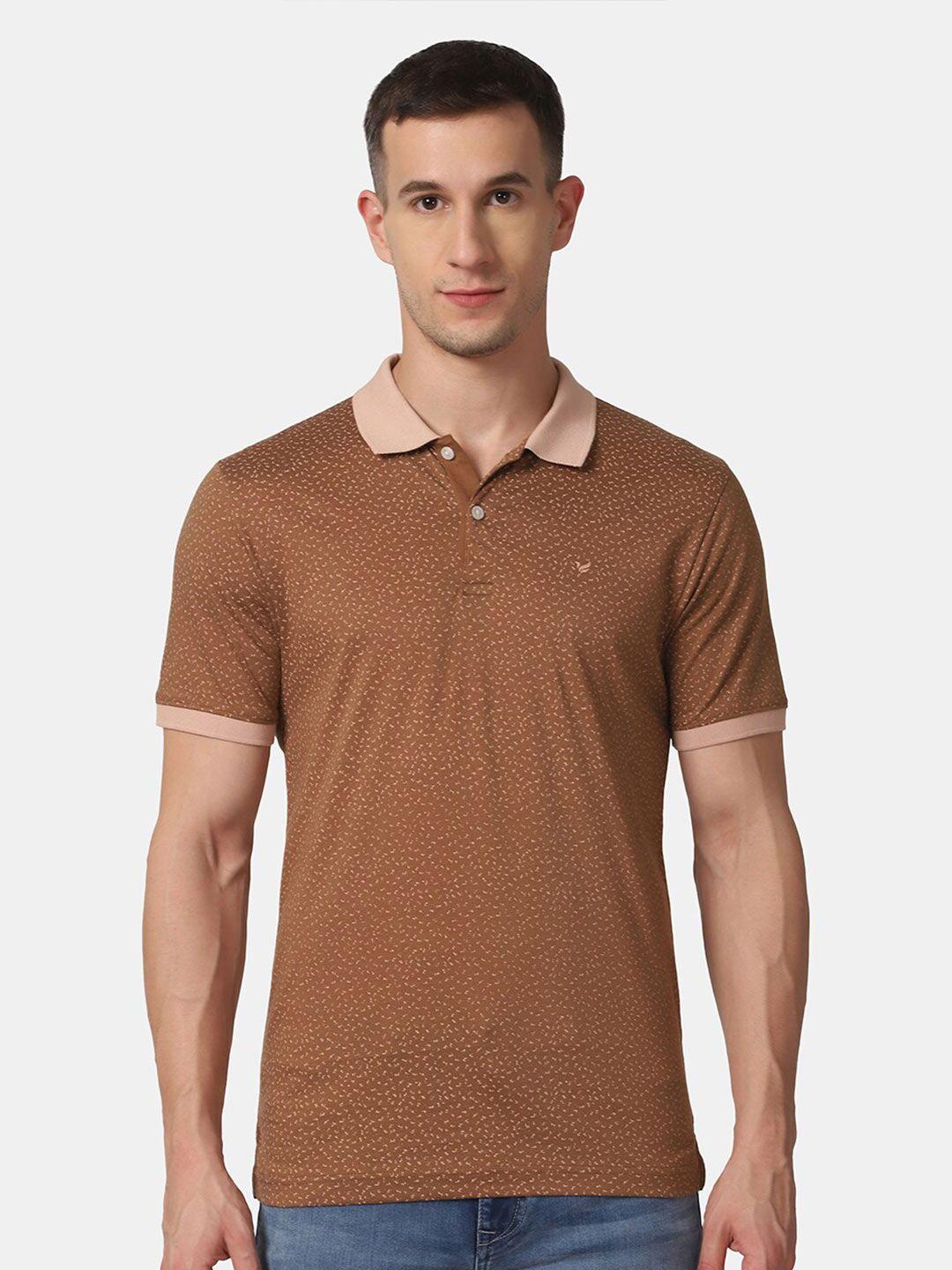 blackberrys-men-brown-printed-polo-collar-slim-fit-t-shirt