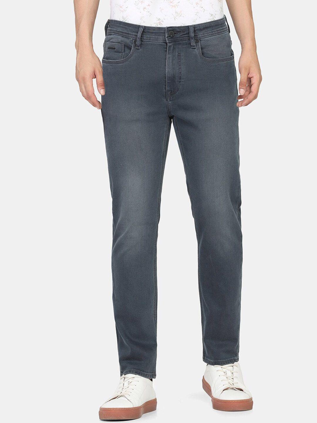 blackberrys men grey cotton skinny fit low-rise low distress light fade jeans