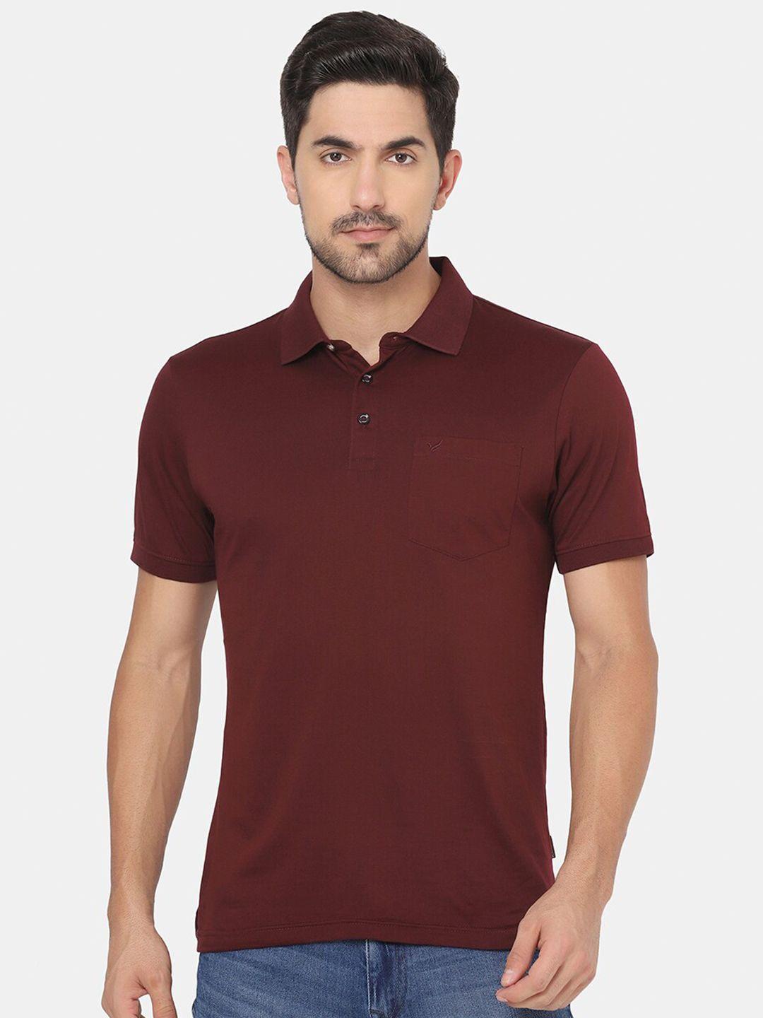 blackberrys men maroon polo collar slim fit t-shirt