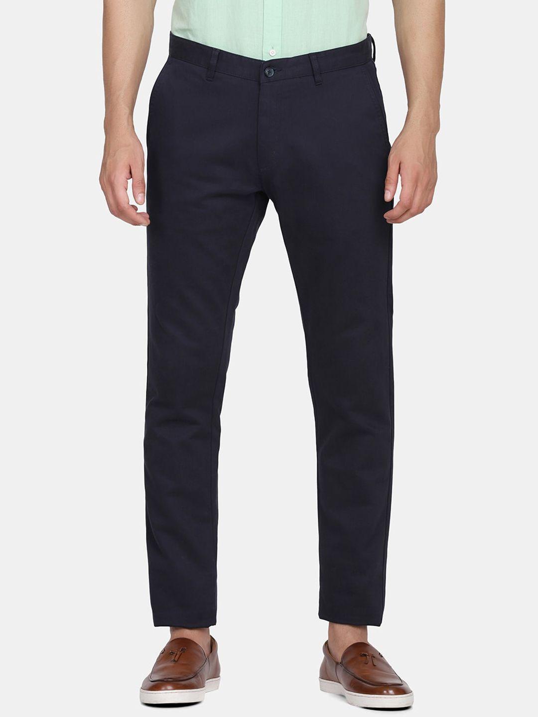 blackberrys men navy blue b-91 skinny fit cotton chinos trousers