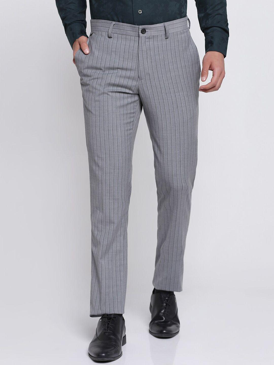 blackberrys men striped slim fit low-rise trousers