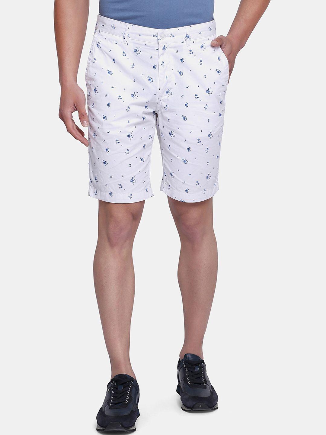 blackberrys men white floral printed bs-10 slim fit low-rise shorts