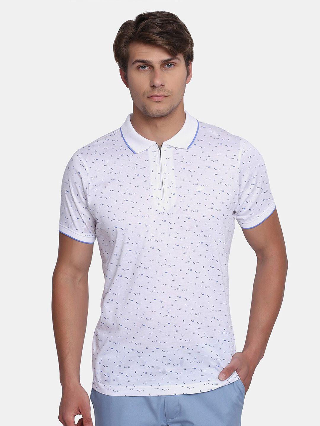 blackberrys men white printed polo collar slim fit cotton t-shirt