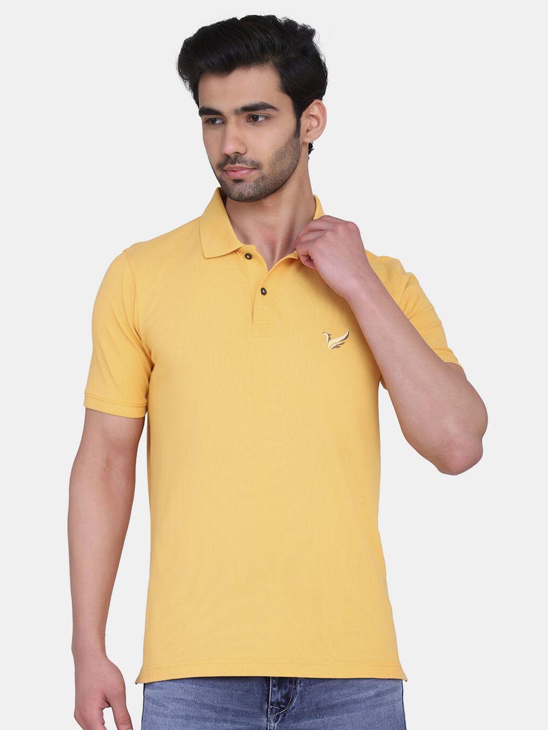 blackberrys men yellow polo collar cotton slim fit t-shirt