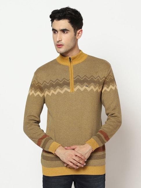 blackberrys yellow cotton slim fit texture sweater