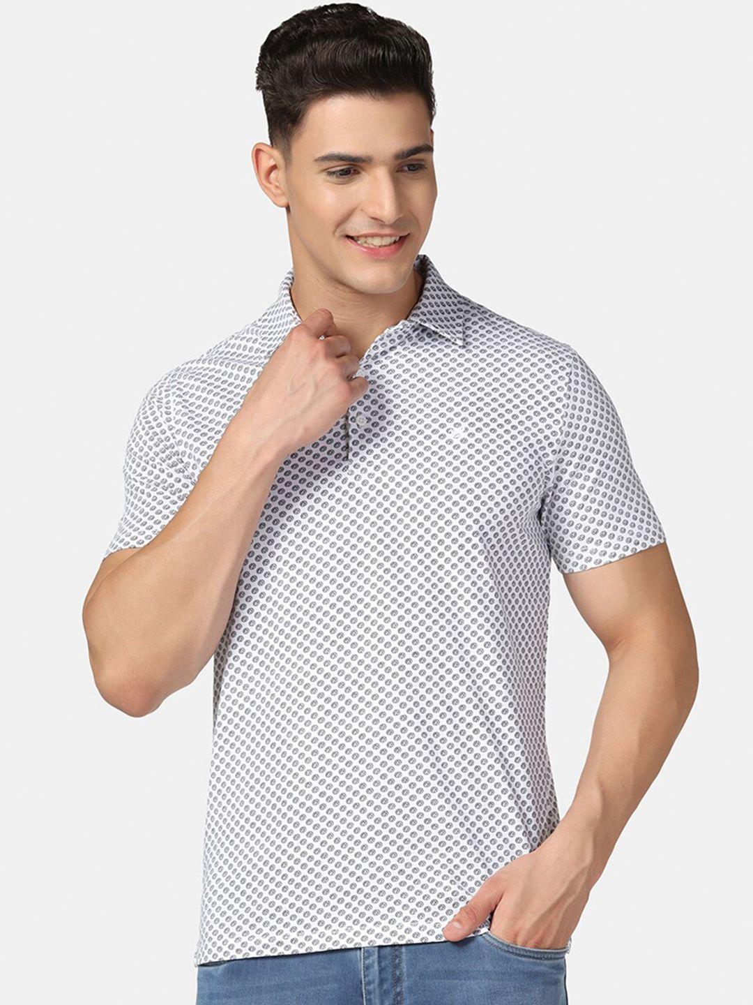 blackberrys geometric printed polo collar pure cotton slim fit t-shirt