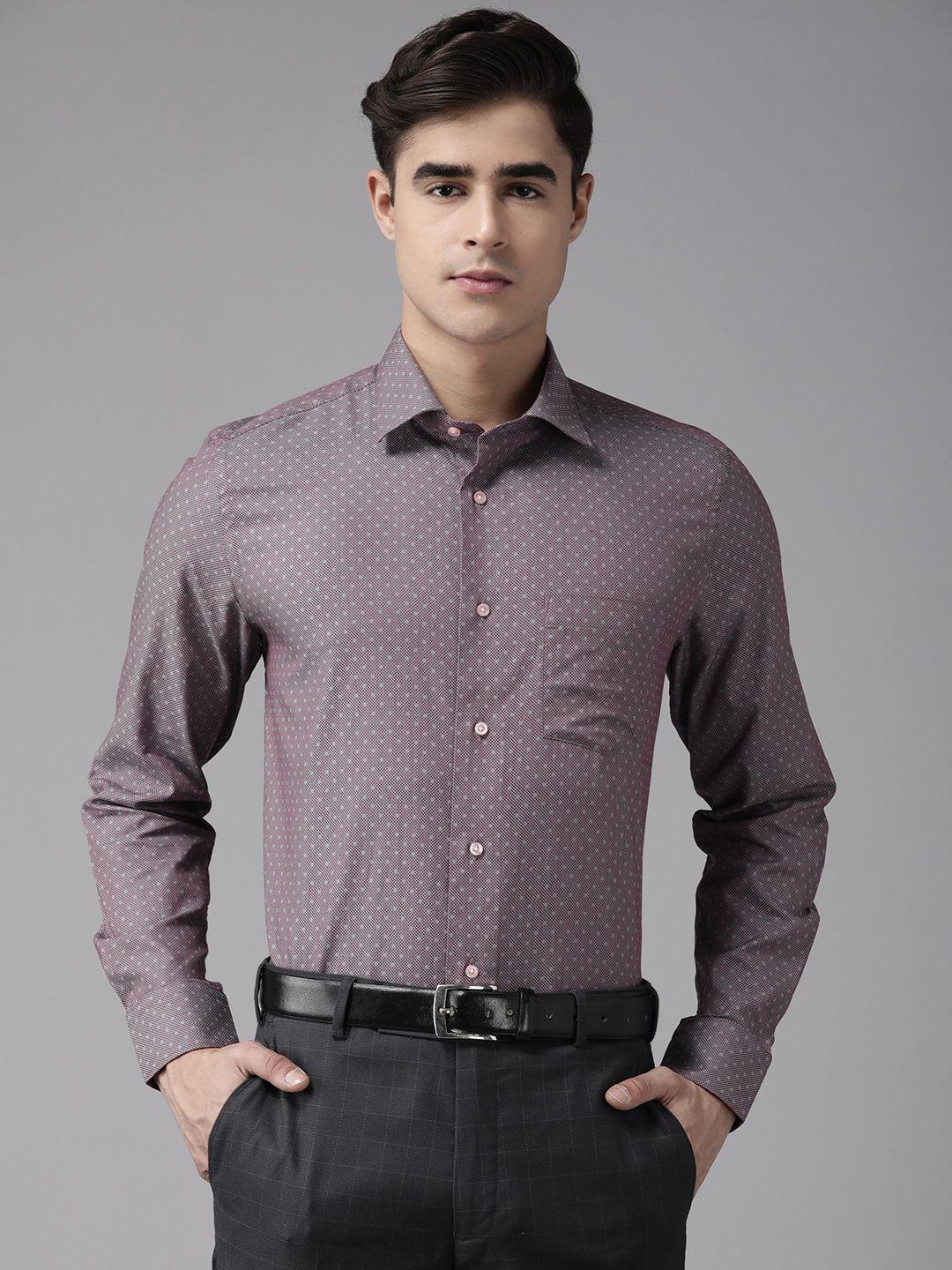 blackberrys geometric printed slim fit formal shirt