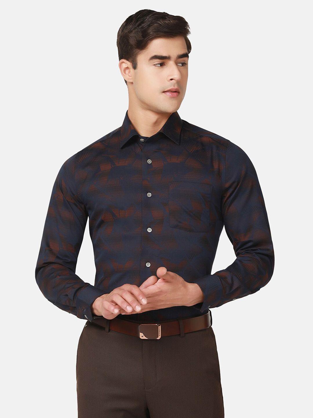 blackberrys india slim abstract printed spread collar pure cotton slim fit formal shirt