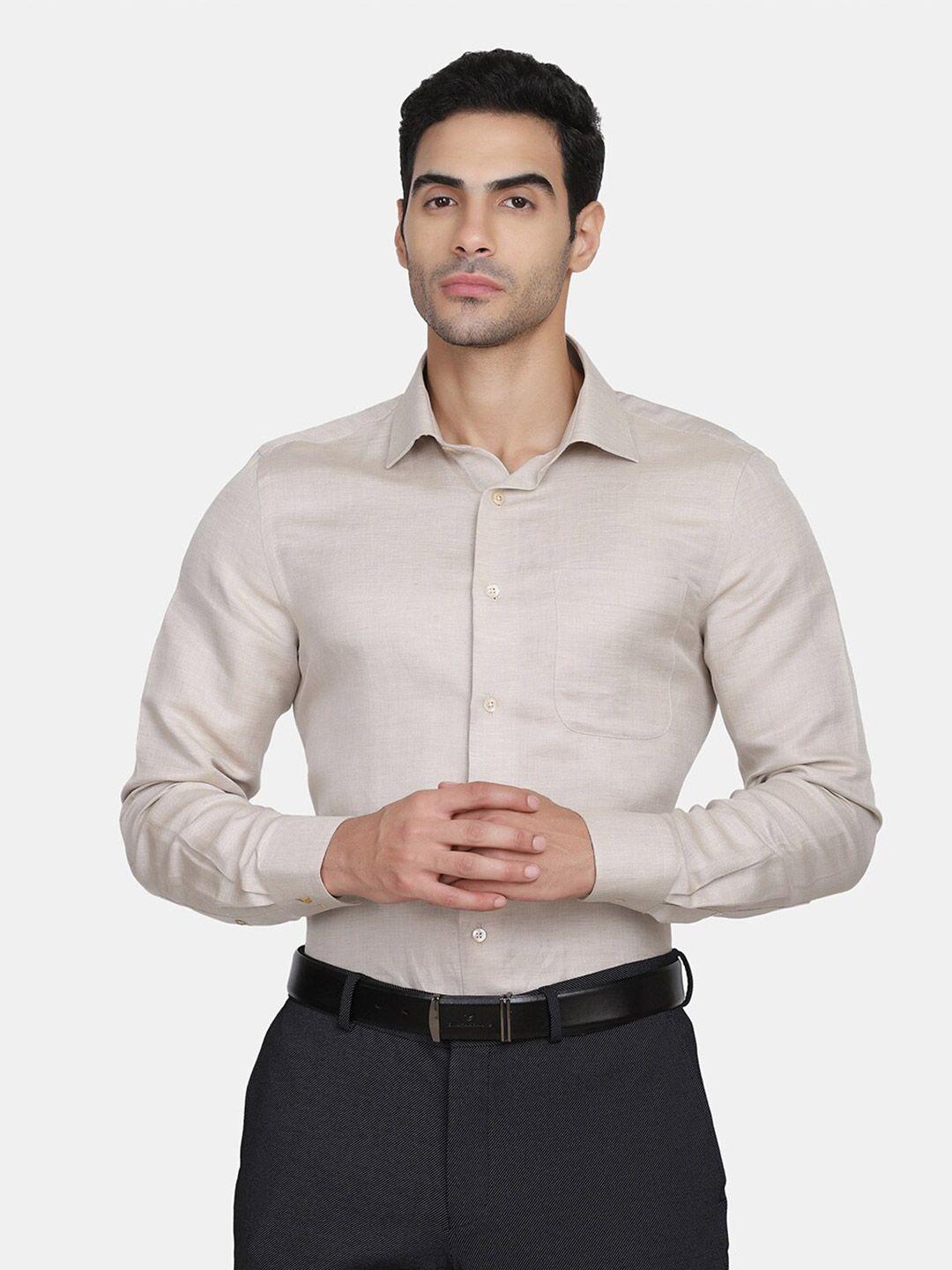 blackberrys men beige india slim fit formal shirt