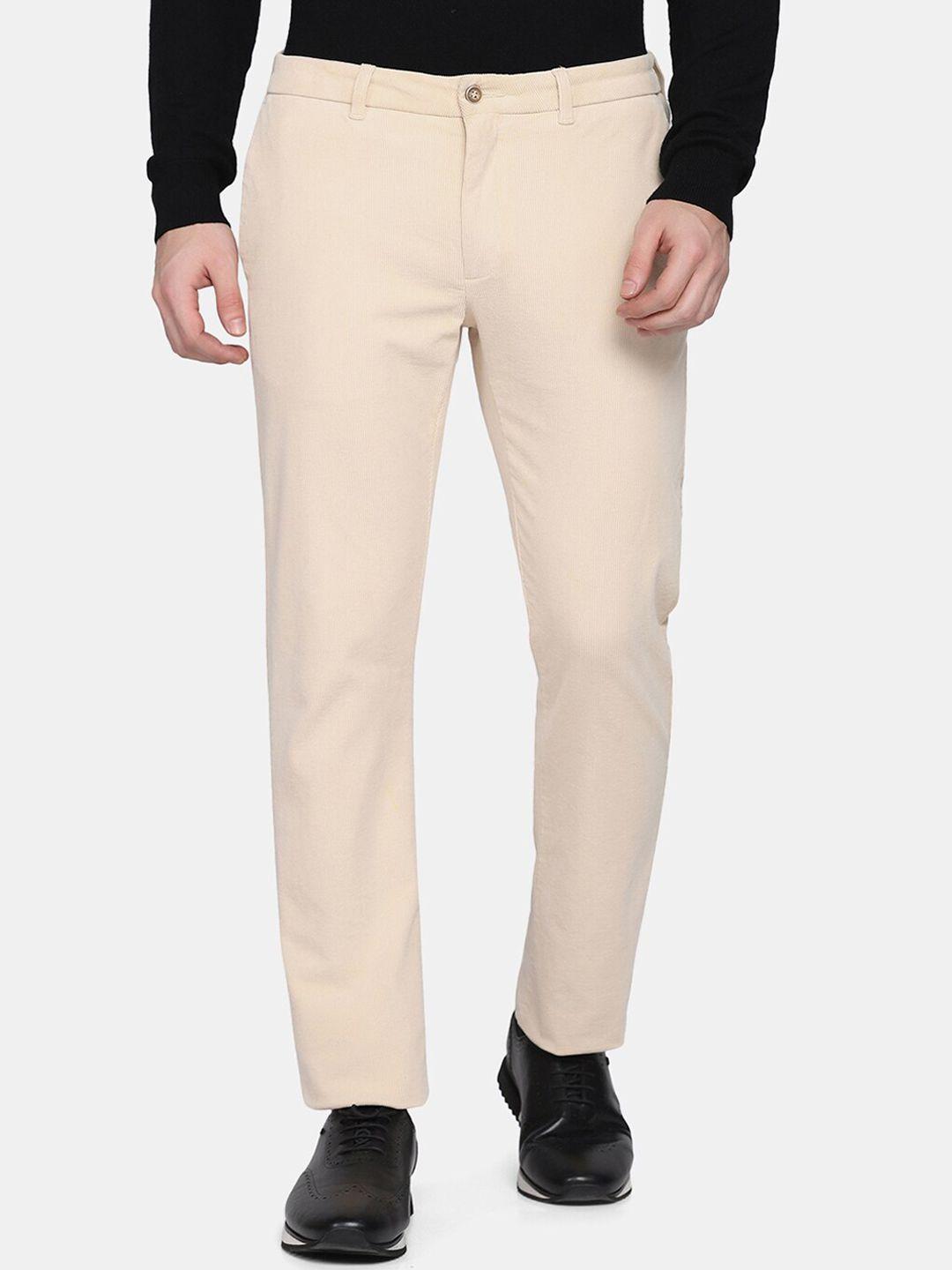 blackberrys men beige slim fit chinos trousers