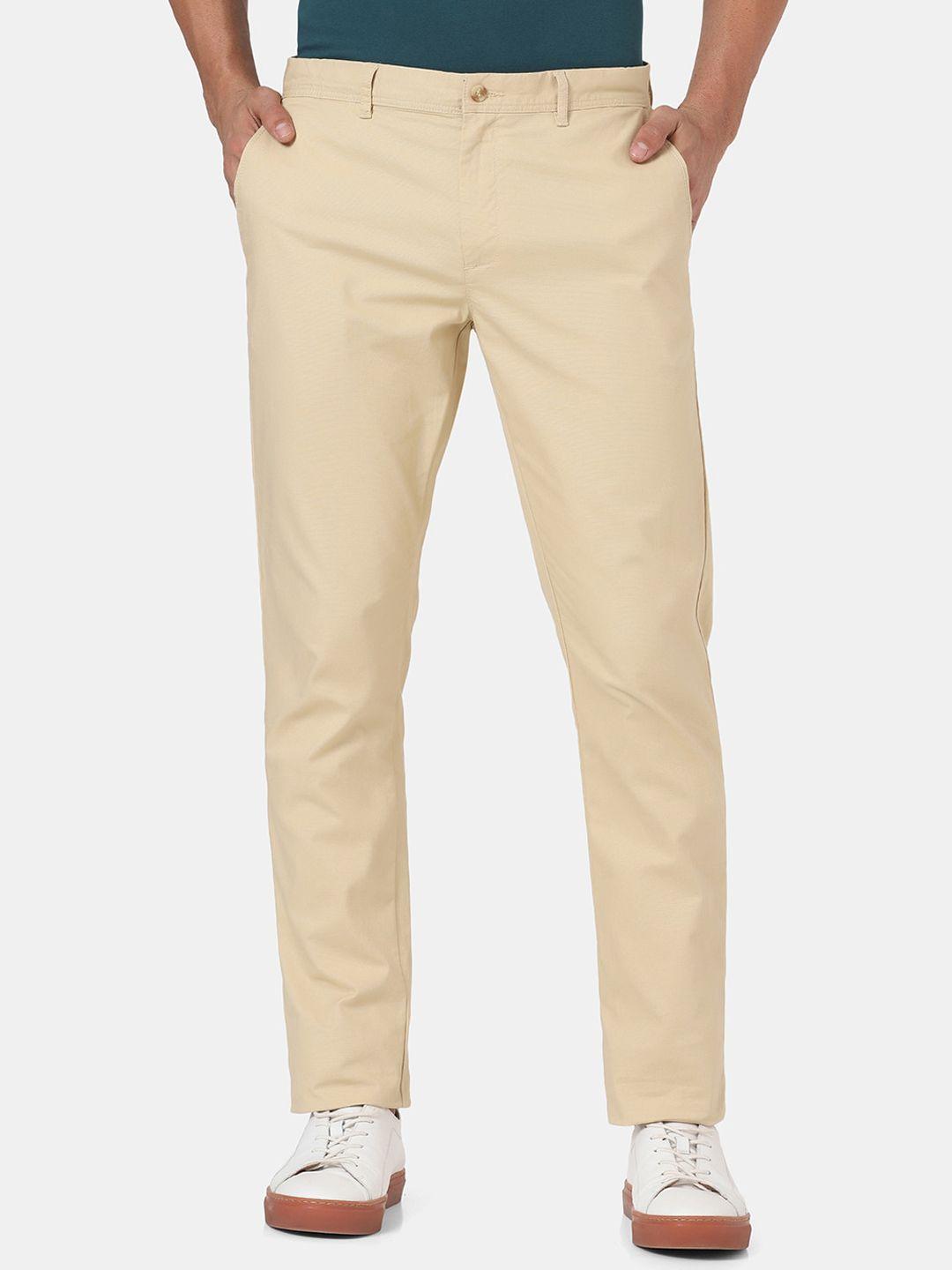 blackberrys men beige slim fit low-rise cotton trousers