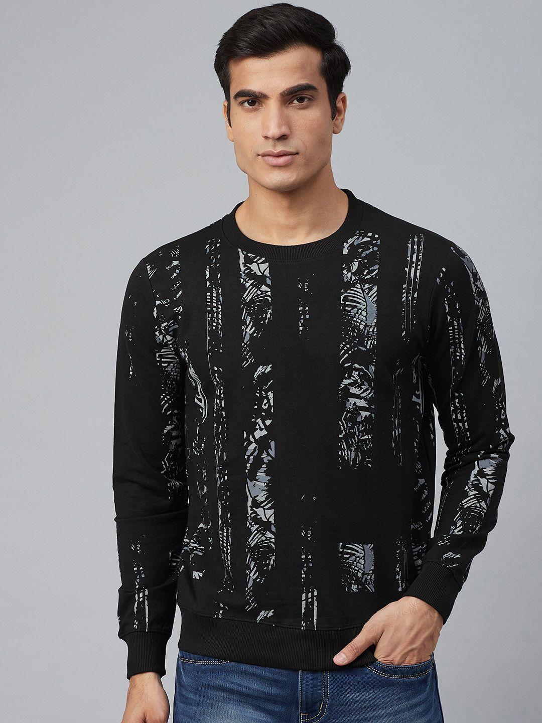 blackberrys men black & grey slim fit abstract printed sweatshirt