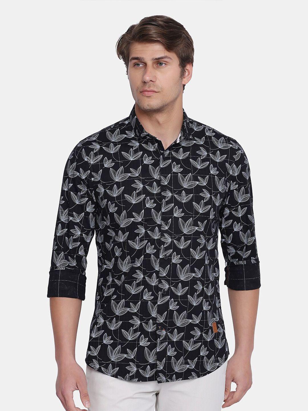 blackberrys men black phoenix skinny fit floral printed casual shirt
