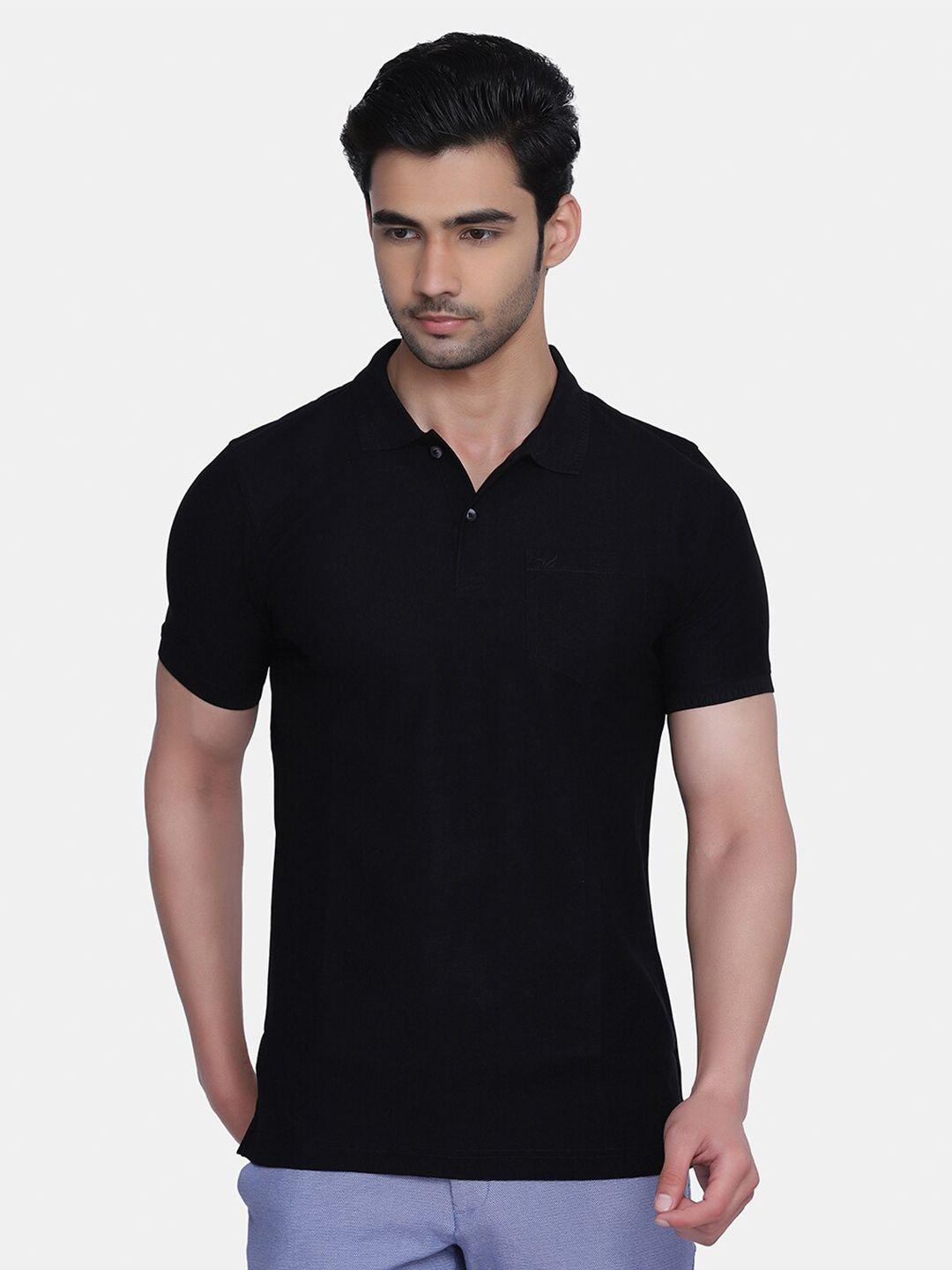 blackberrys men black polo collar slim fit t-shirt