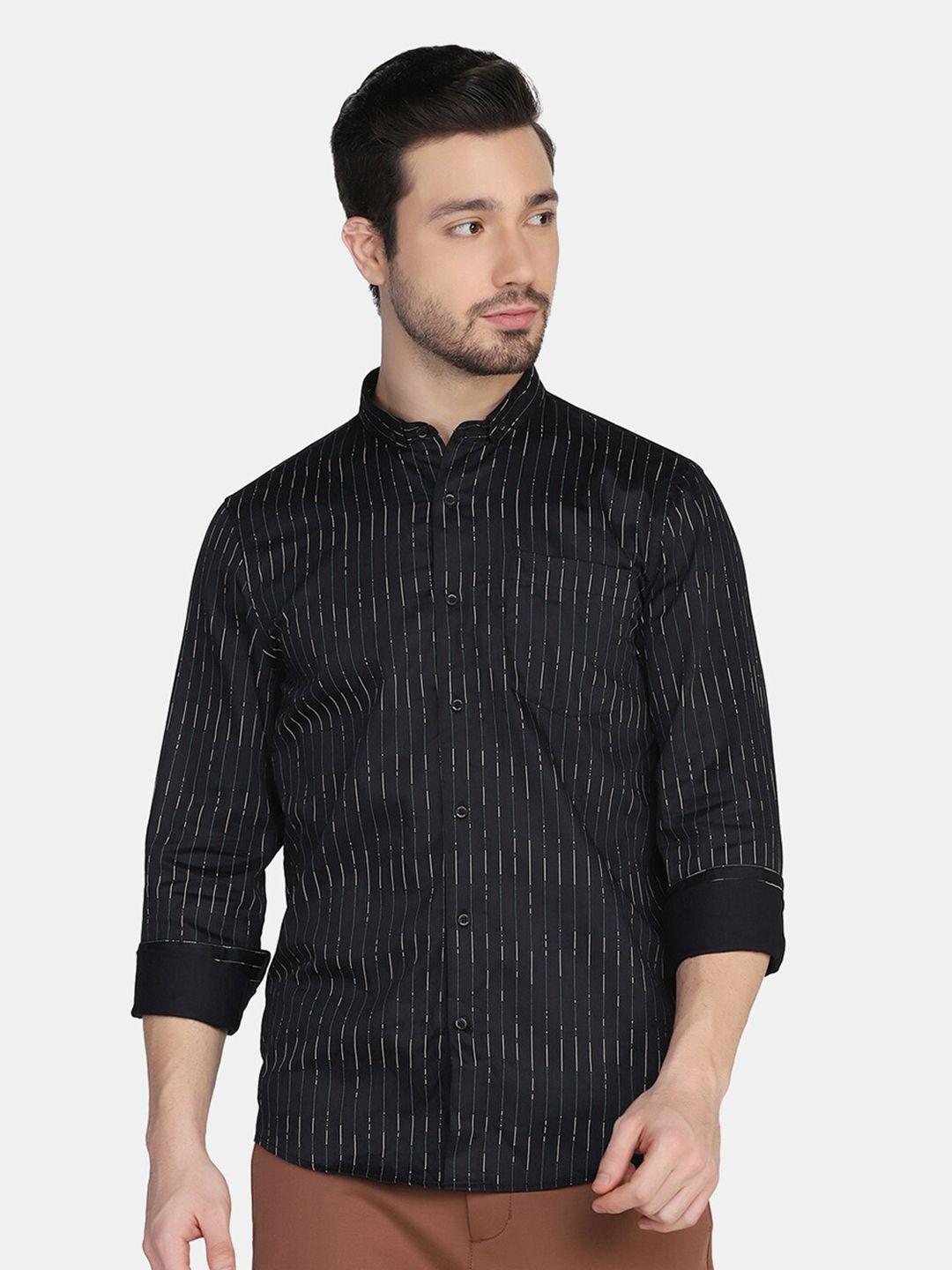 blackberrys men black slim fit striped pure cotton casual shirt