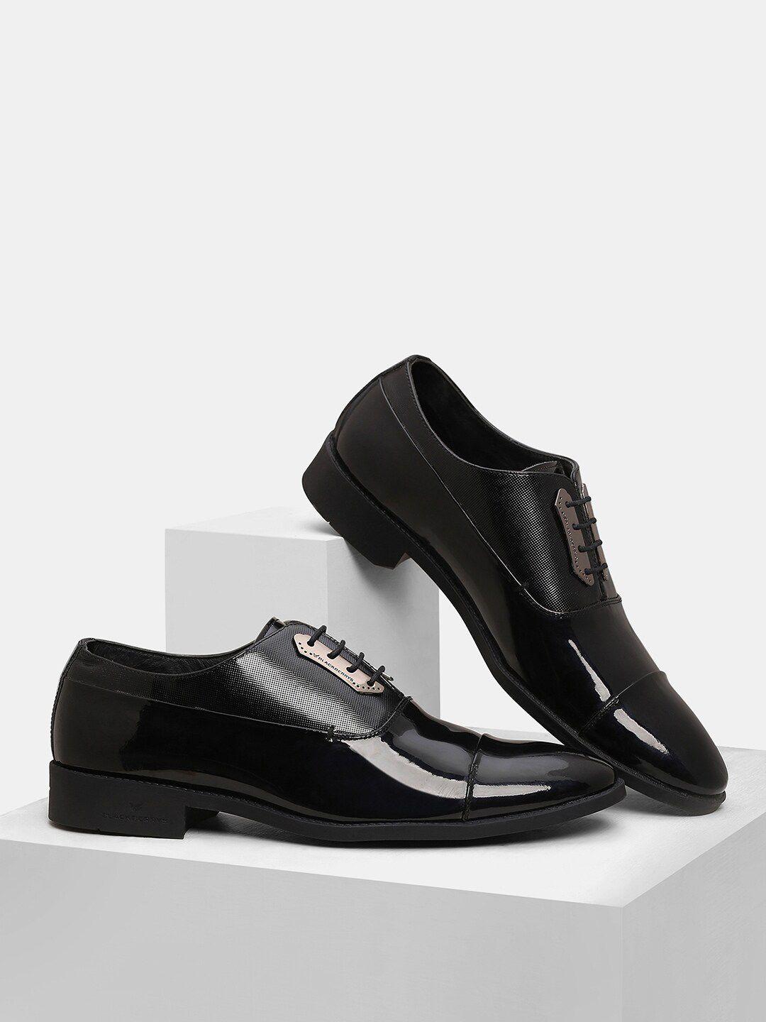 blackberrys men black solid leather oxfords formal shoes