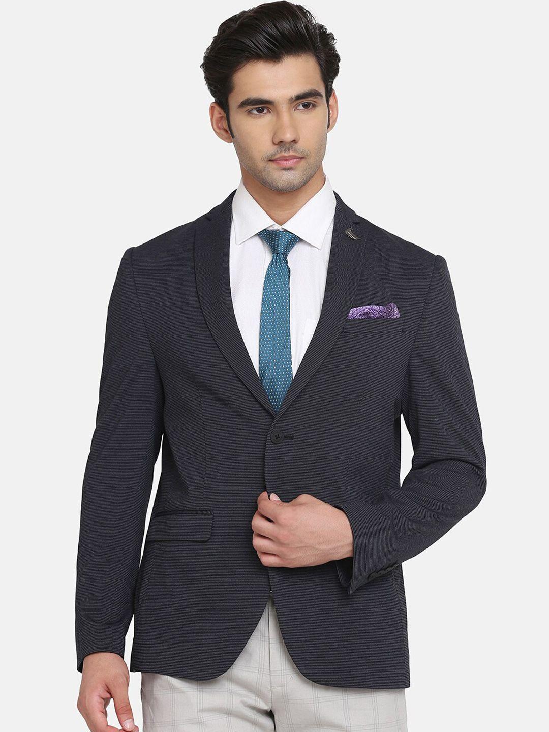 blackberrys men black striped single-breasted pure cotton formal blazers