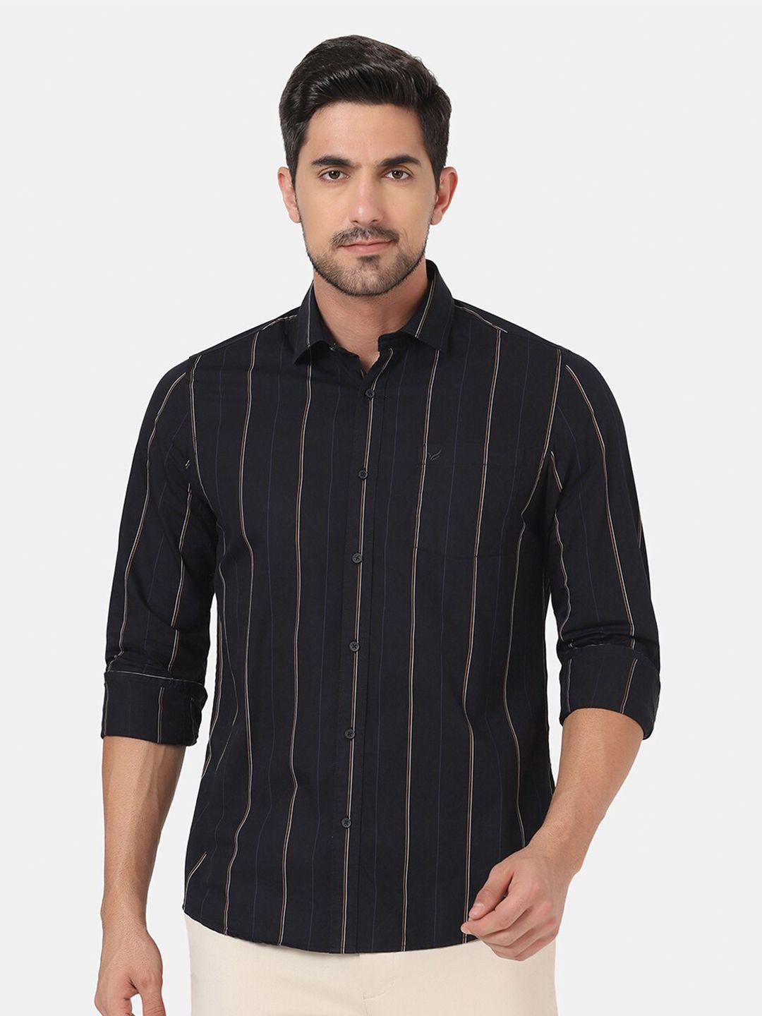 blackberrys men black striped slim fit casual shirt