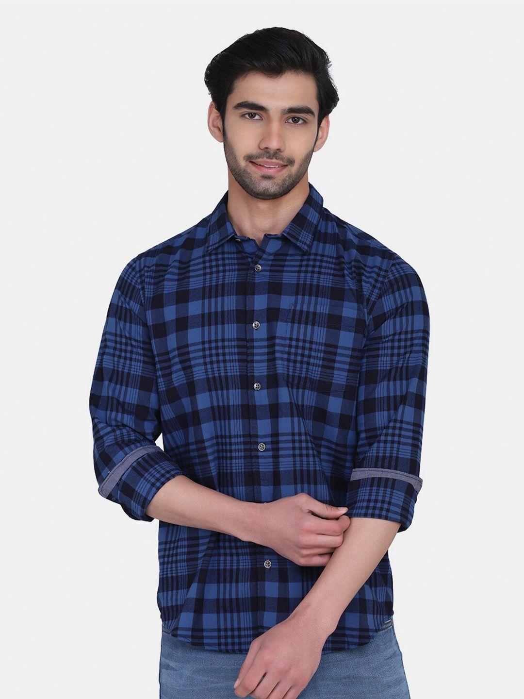 blackberrys men blue india slim fit other checks checked casual cotton shirt