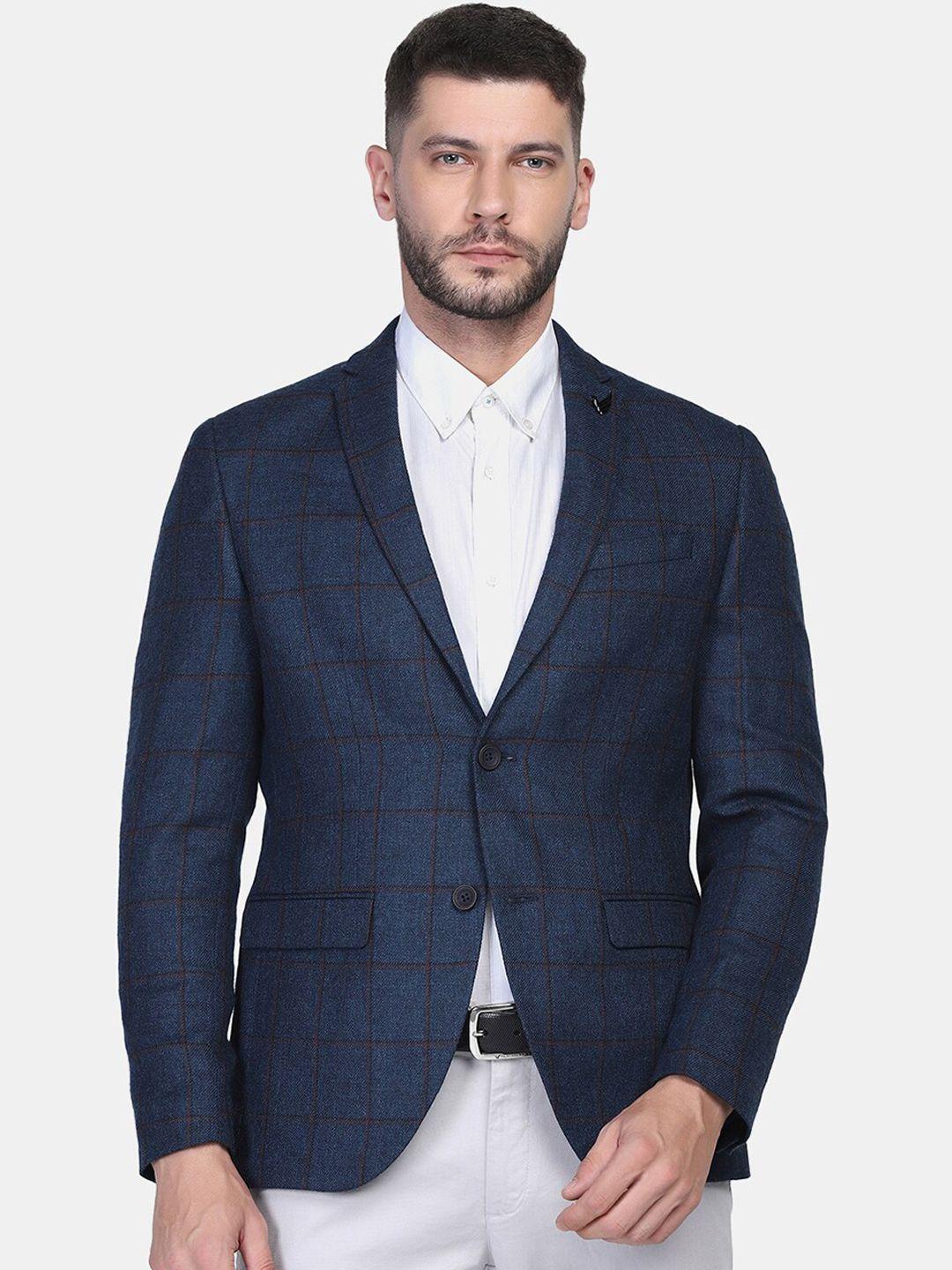 blackberrys men checked slim-fit single-breasted pure woolen blazer