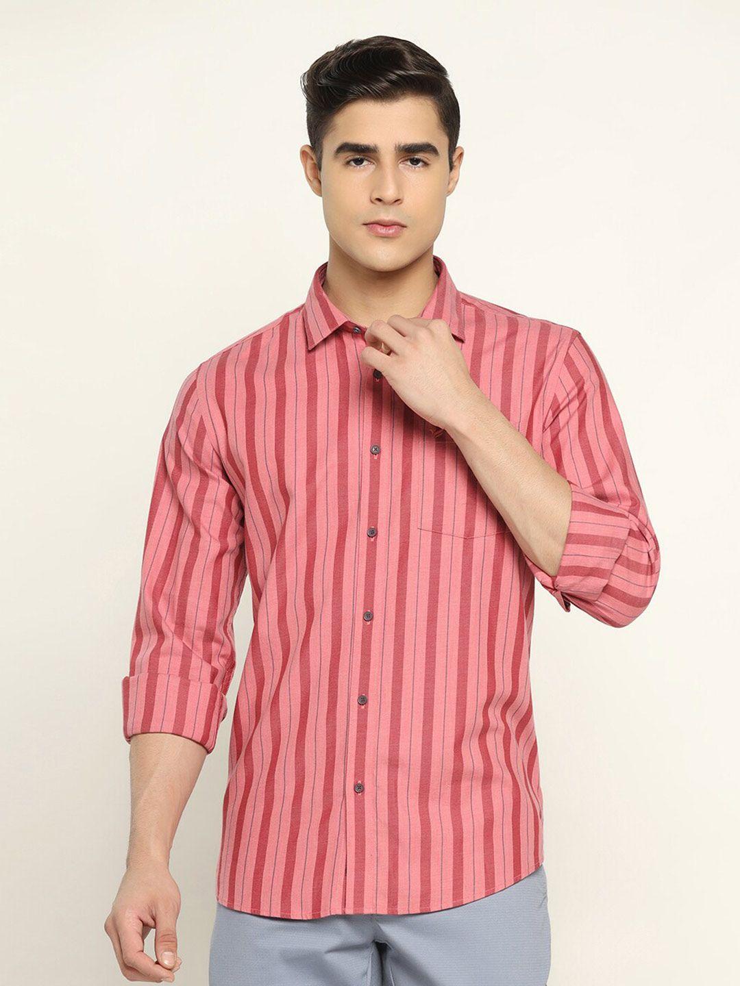 blackberrys men cotton slim fit striped casual shirt