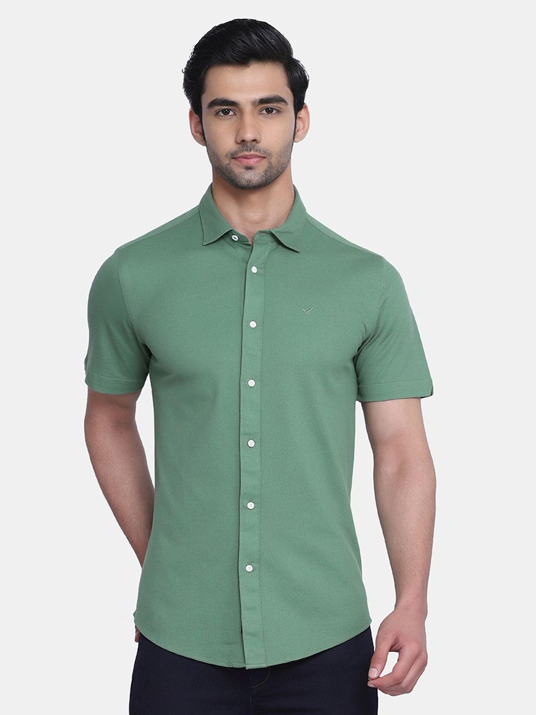 blackberrys men green skinny fit casual shirt