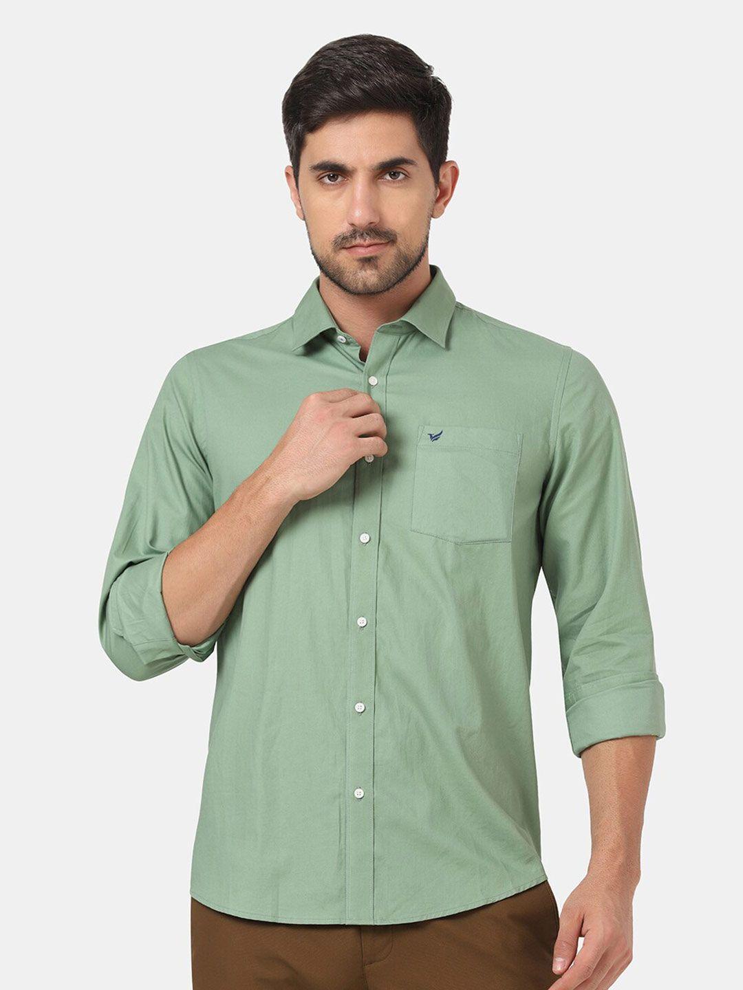 blackberrys men green slim fit casual shirt