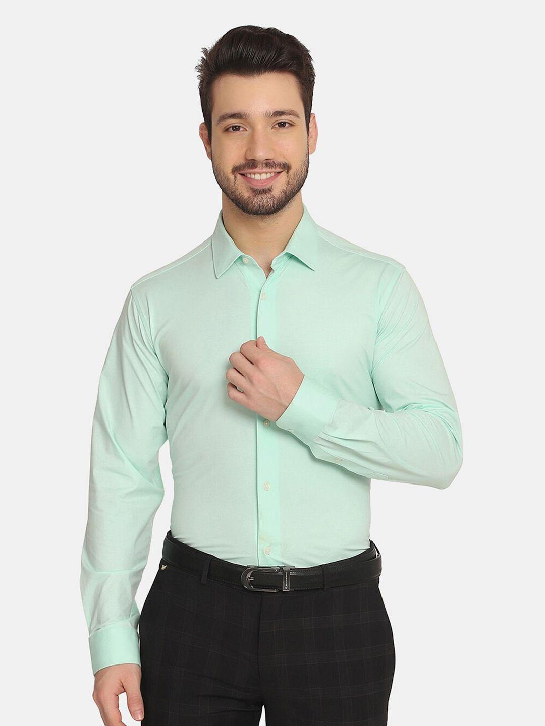 blackberrys men green slim fit formal cotton shirt