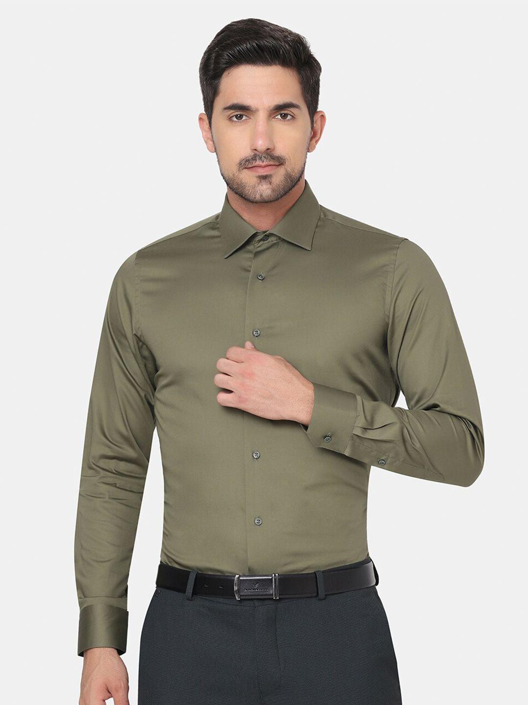 blackberrys men green slim fit formal shirt