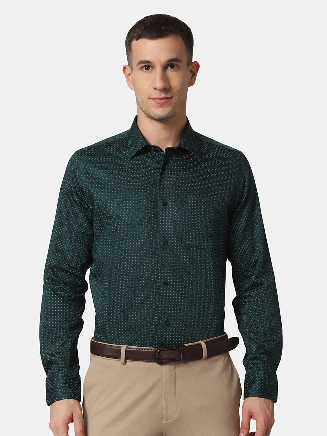 blackberrys men green slim fit printed casual shirt