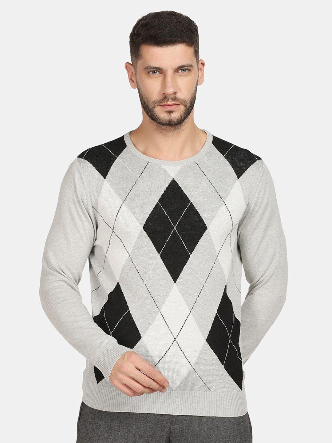 blackberrys men grey & black printed pullover