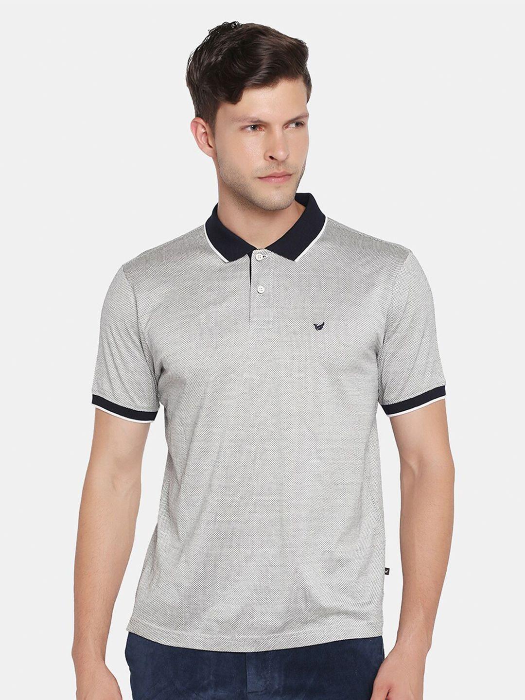 blackberrys men grey & navy blue polo collar pure cotton t-shirt