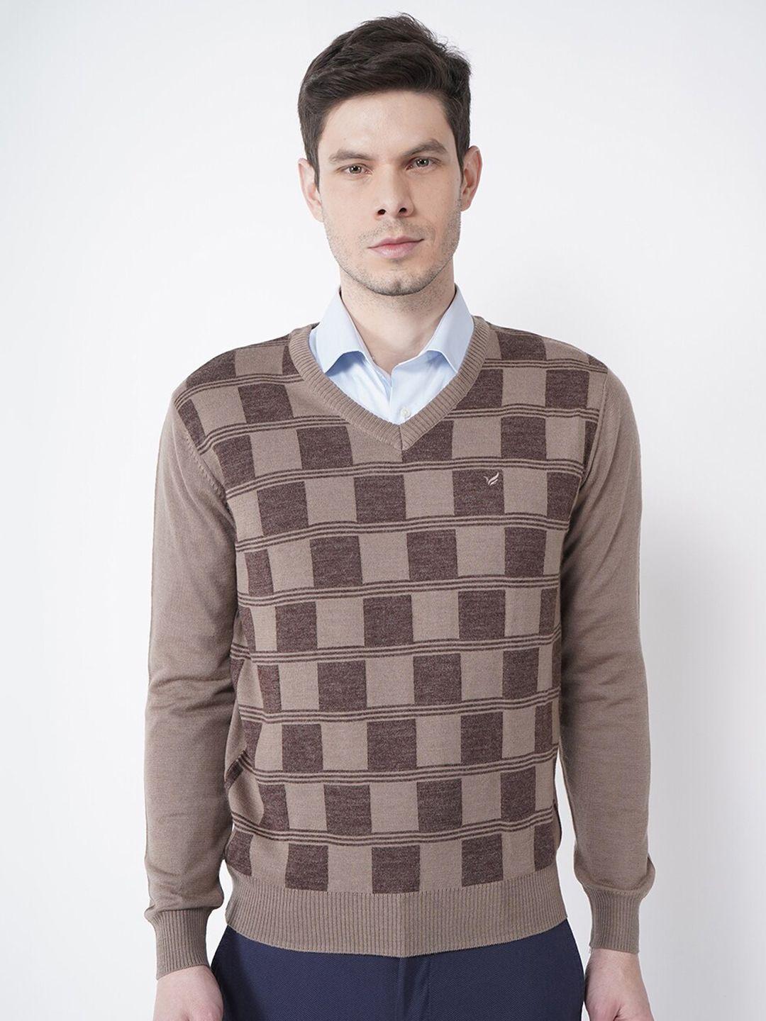 blackberrys men grey checked wool pullover