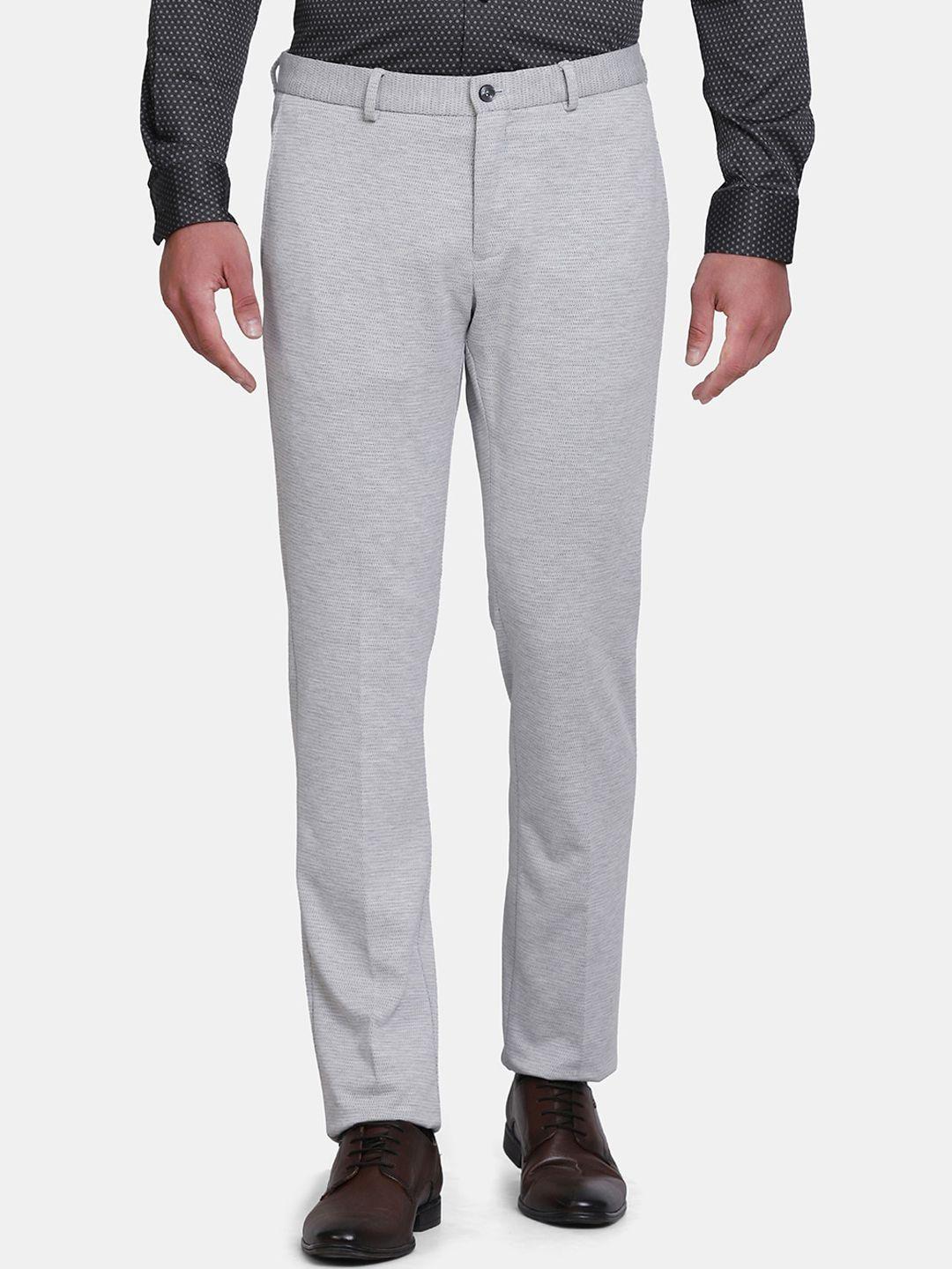 blackberrys men grey printed b-95 slim fit trousers