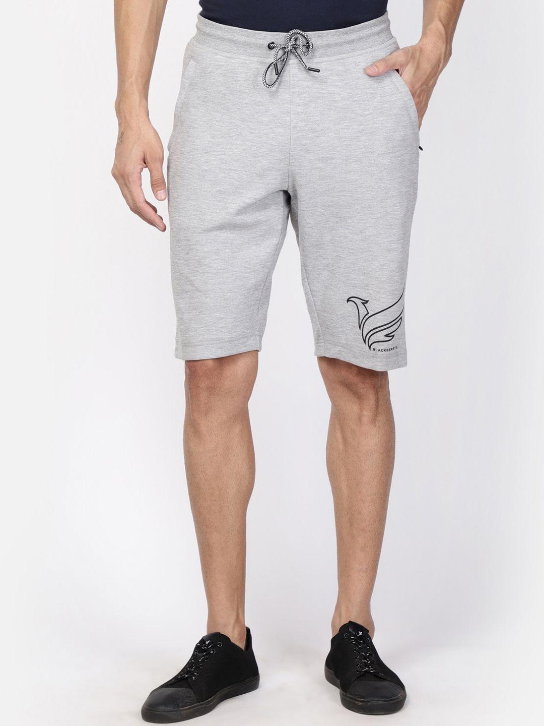 blackberrys men grey slim fit mid-rise regular shorts